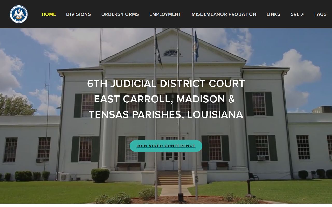 Sixth Judicial District Court website for Lake Providence arrest case records